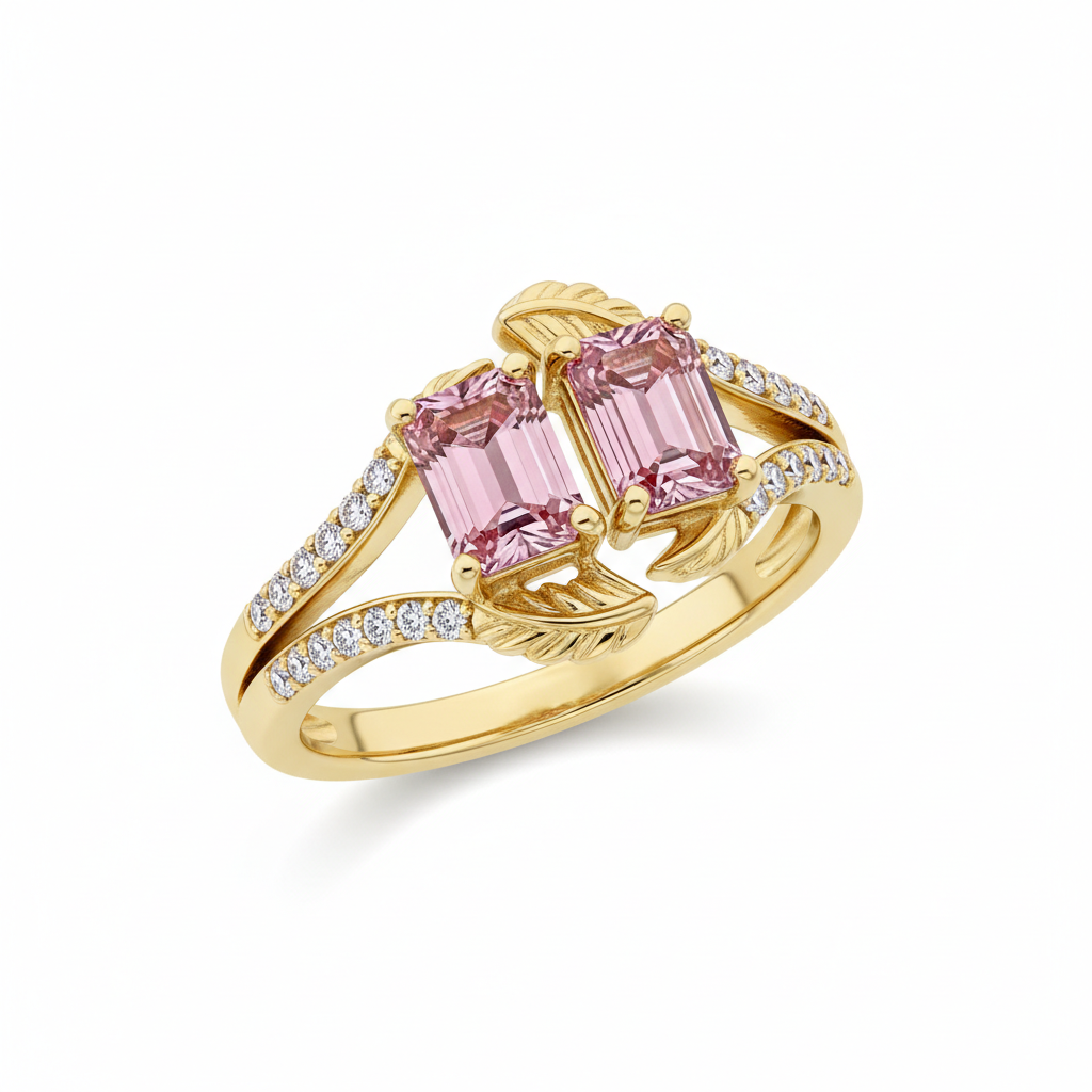 The 'Feathered Grace' Split Shank Toi et Moi Ring
