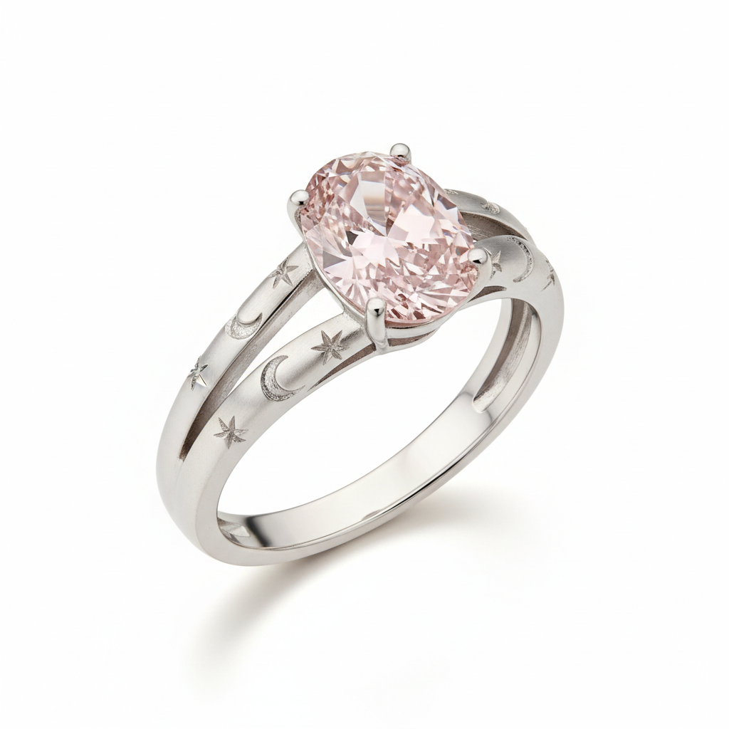 Modern Celestial Oval Split Shank Ring