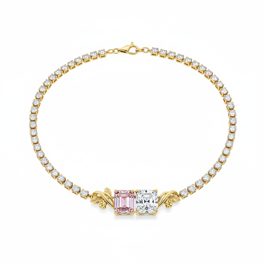 The 'Orchard Kiss' Toi et Moi Bezel Tennis Necklace